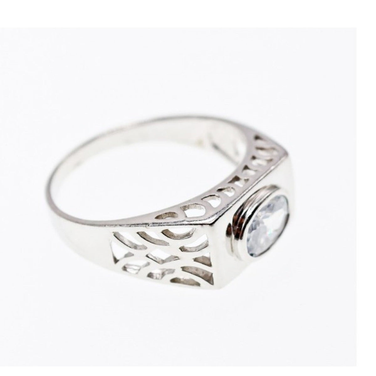 925 Sterling Silver CZ Men's Ring Size 15