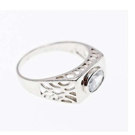 925 Sterling Silver CZ Men's Ring Size 15