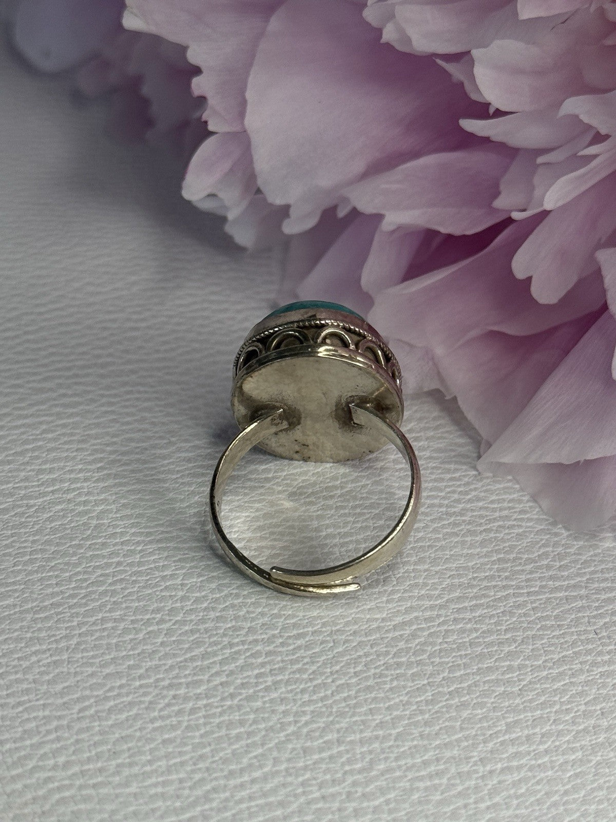 Vintage 925 Sterling Silver Turquoise Ring Size-Able