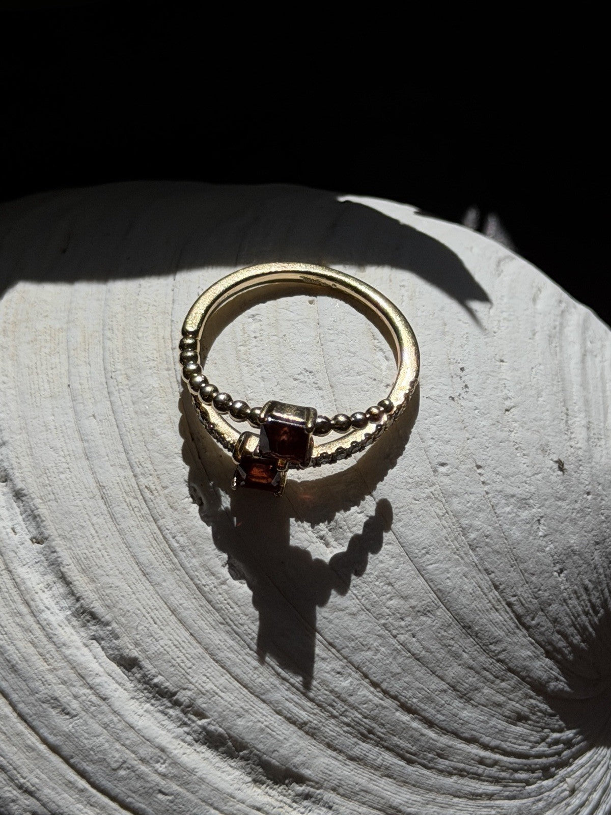 Modern Adjustable 14K Yellow Gold Garnet & Diamond Ring