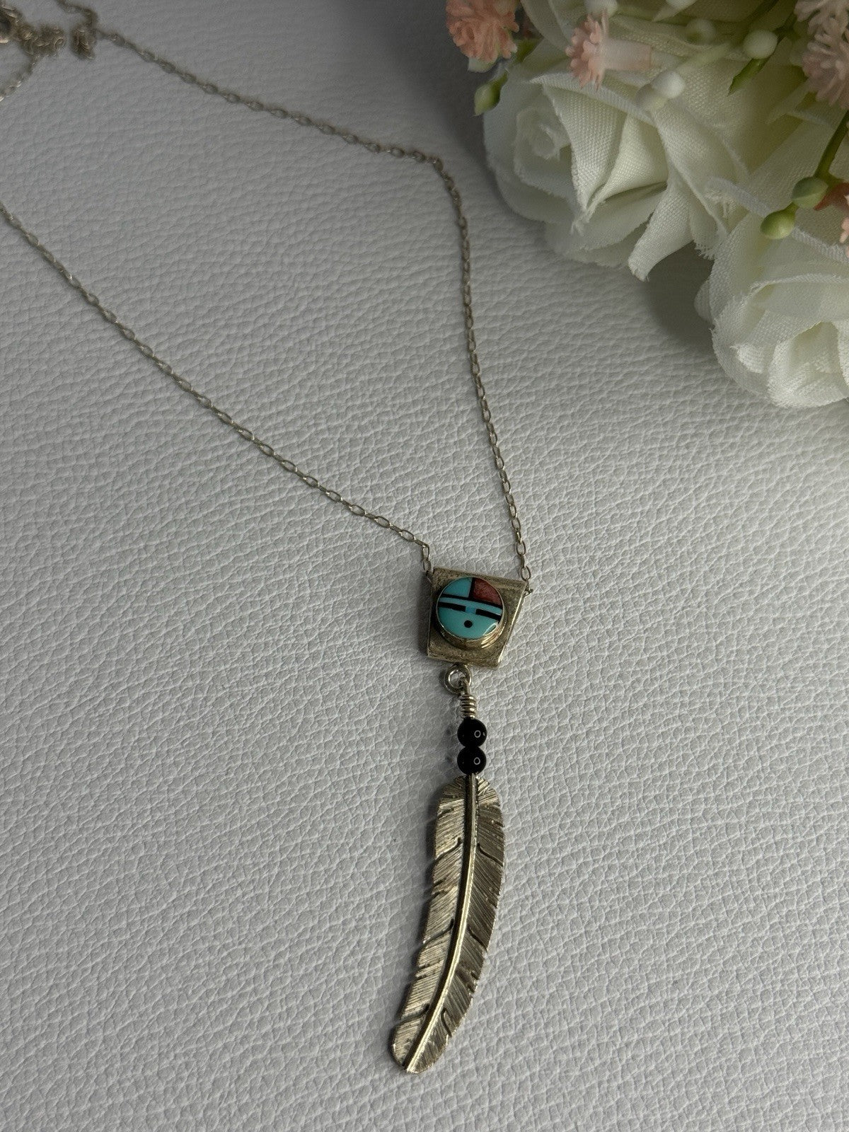 925 Sterling Silver Native American Necklace Length 20 Inch