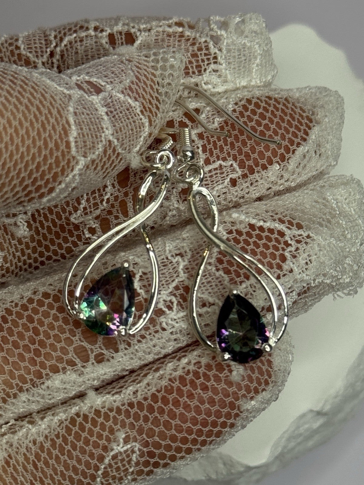 925 Sterling Silver Alexandrite Earrings Length 1.8 Inch