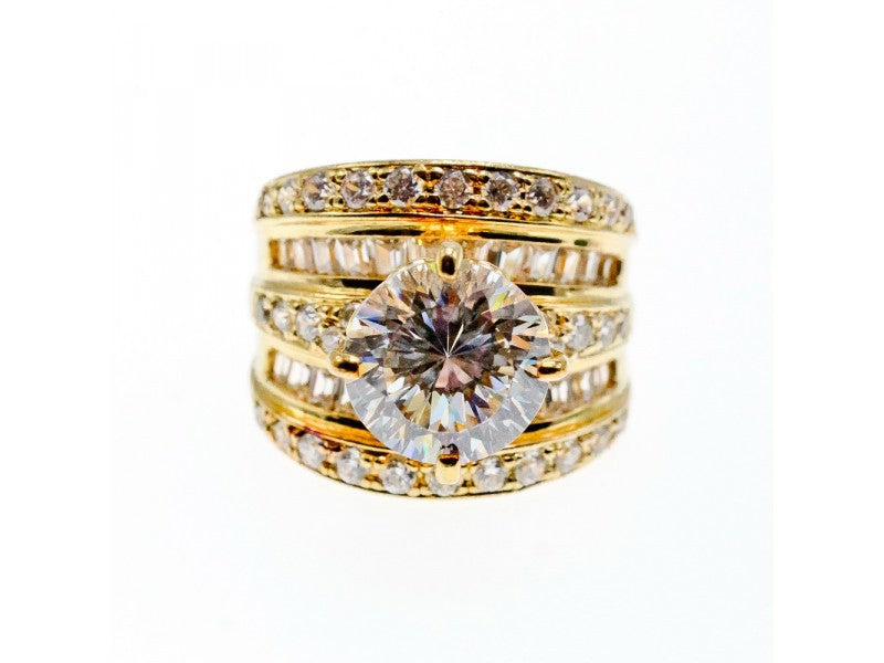 925 Sterling Silver Gold Plated CZ Ring Size 6.5
