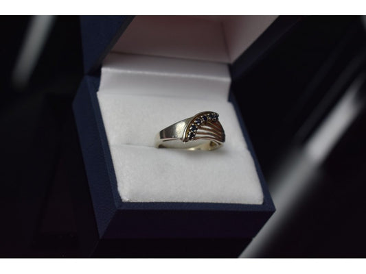 925 Sterling Silver Sapphires Ring Size 6.5