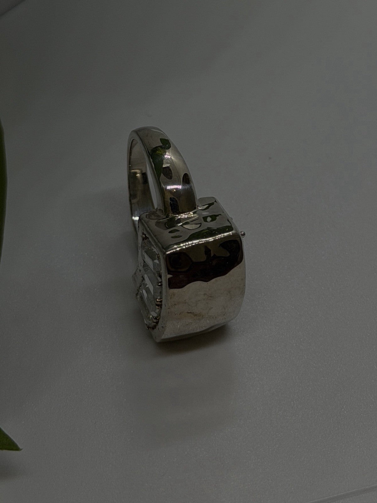 Unique Design 925 Sterling Silver White Colorless Spinel Ring Size 7