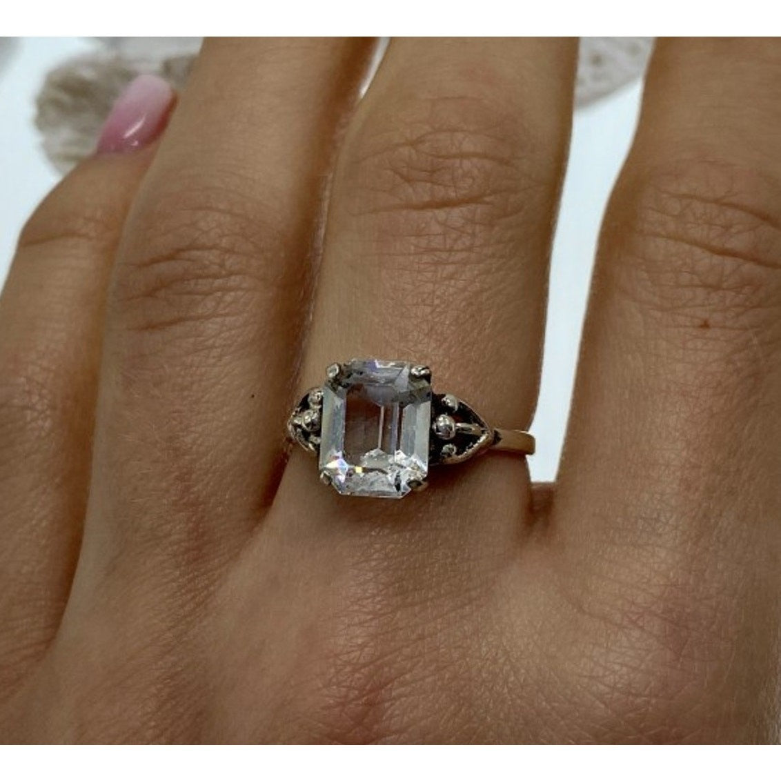925 Sterling Silver CZ "Classic" Ring Size 8