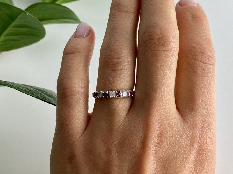 925 Sterling Silver Pink Spinel & CZ Ring Size 7