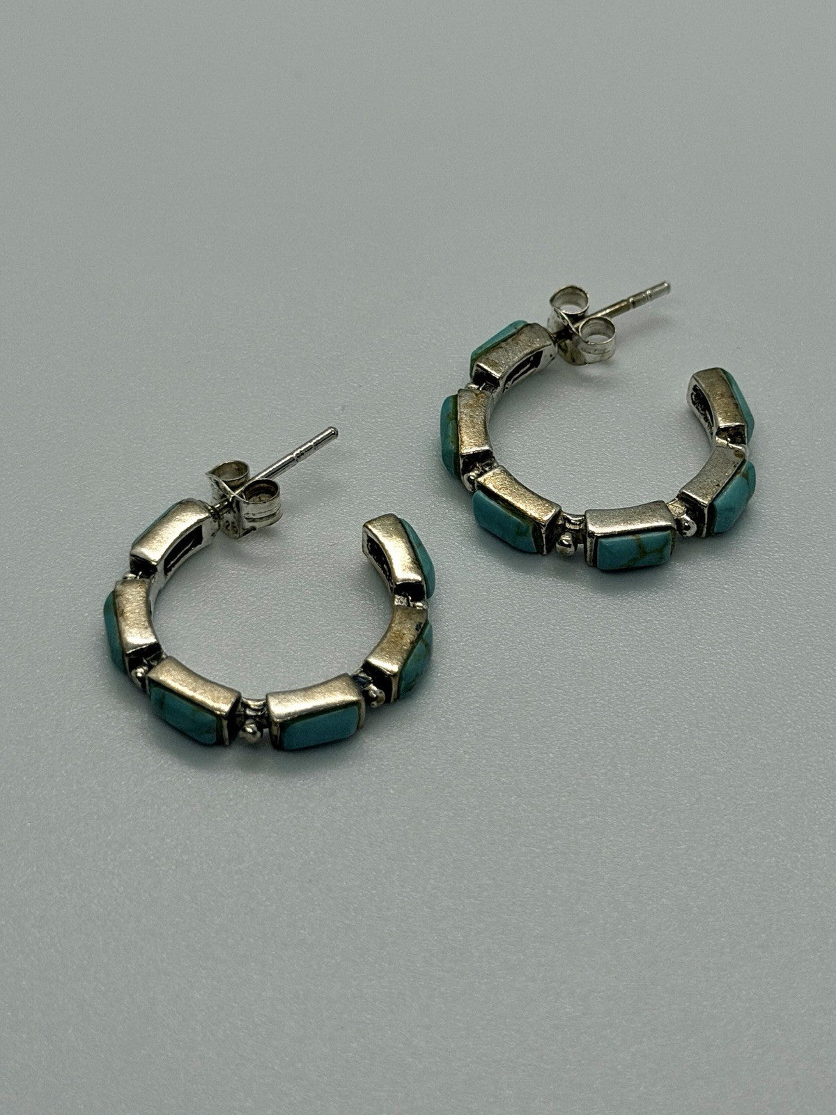Vintage 925 Sterling Silver Blue Turquoise Earrings