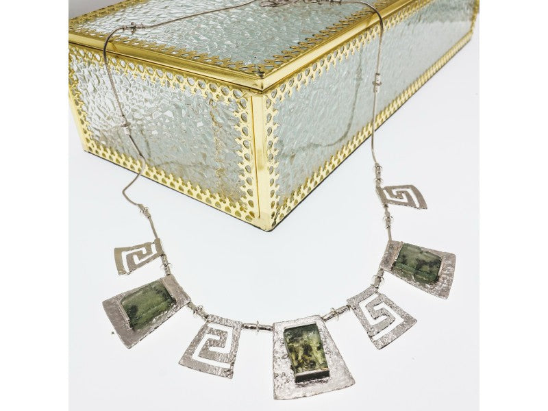925 Sterling Silver Green Jade Necklace