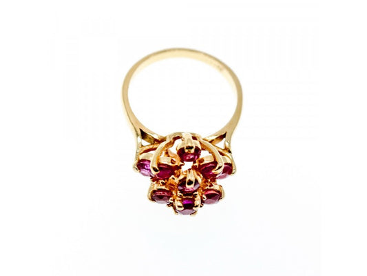 14K Yellow Gold Ruby Ring Size 6.75