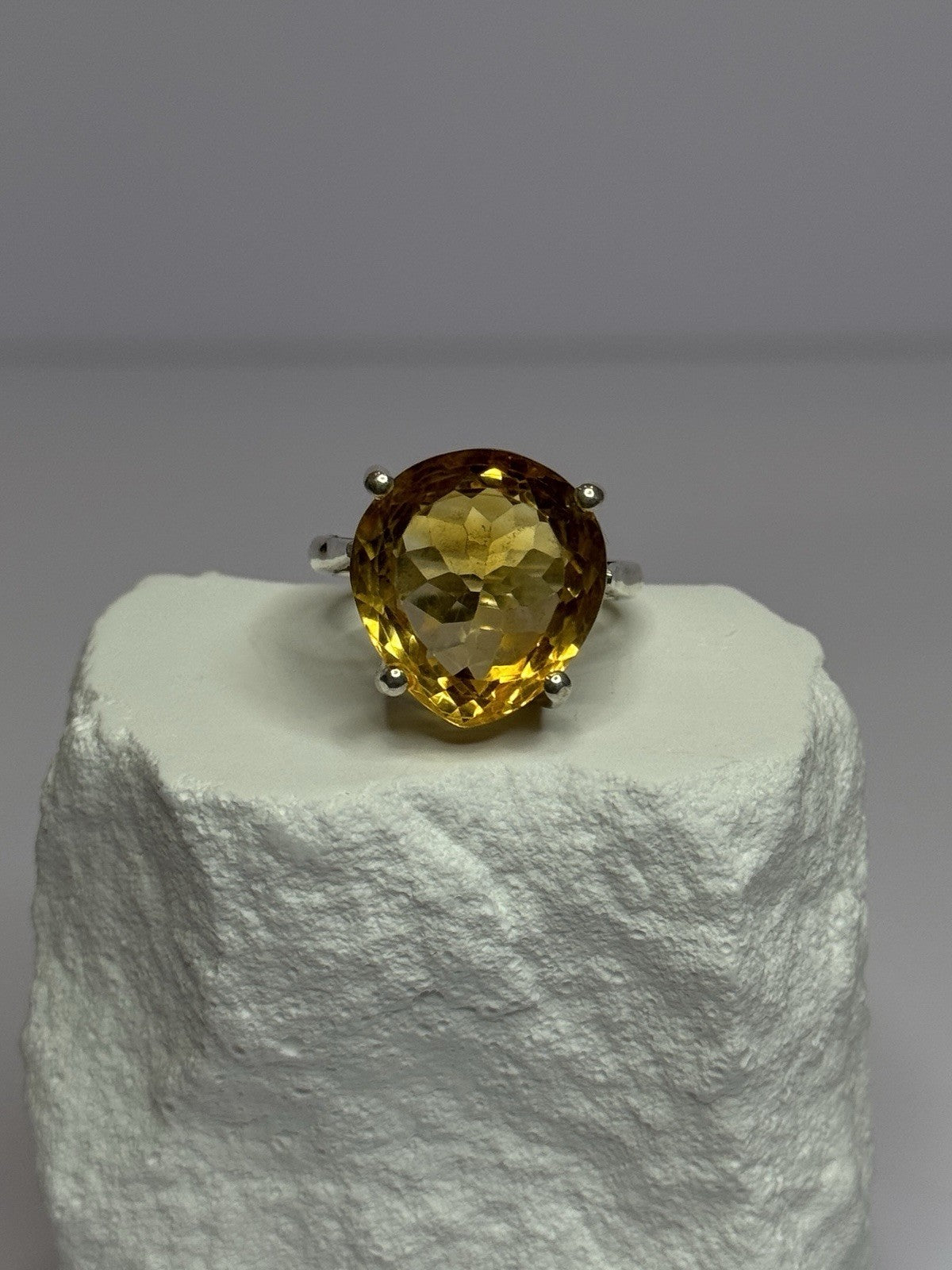925 Sterling Silver Citrine Ring Size 7