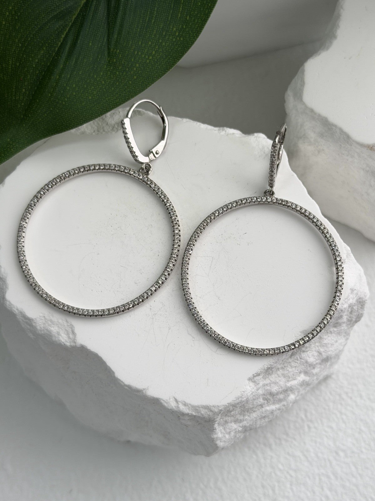 Elegant 925 Sterling Silver Cz Hoop Earrings