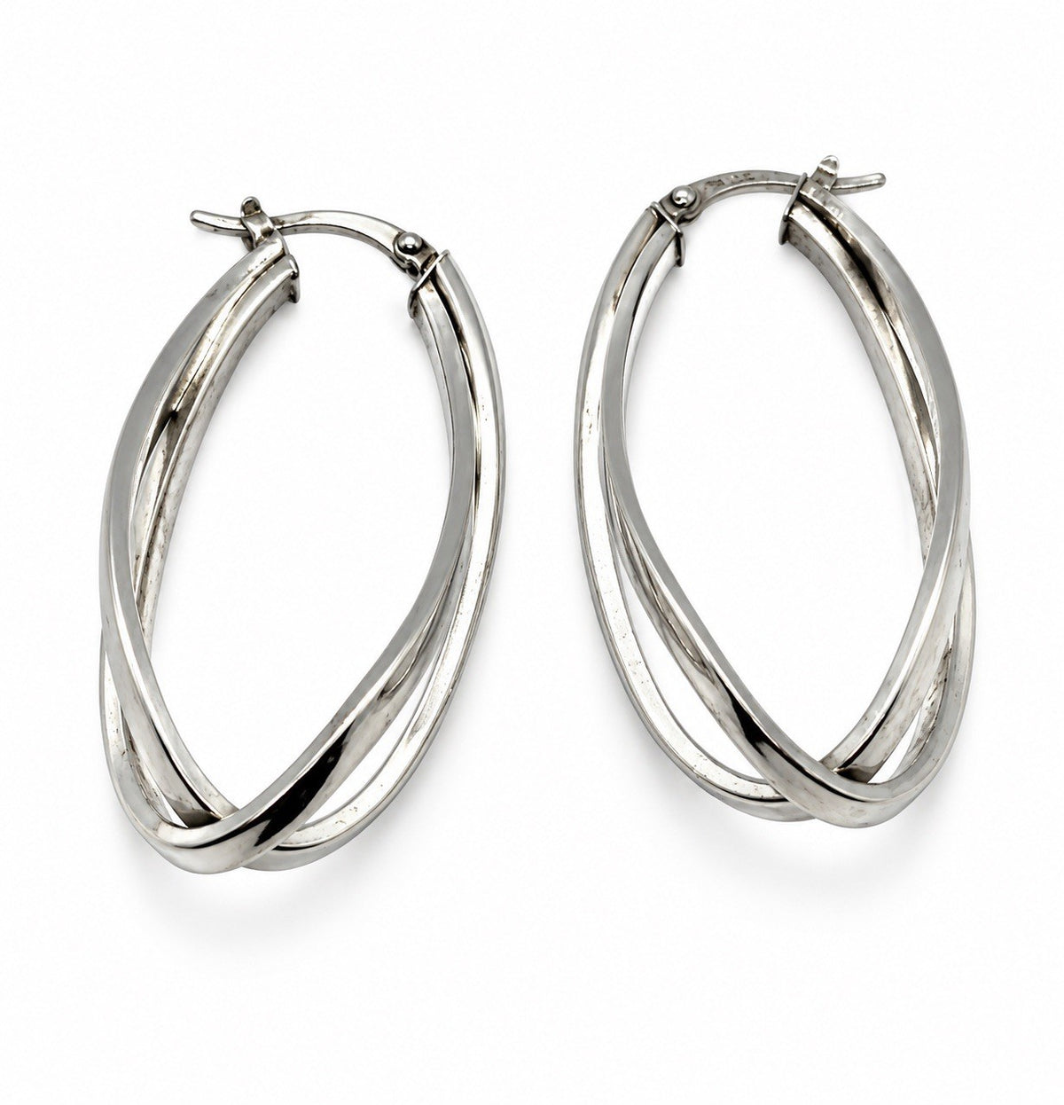 925 Sterling Silver Triple Twist Oval Hoop Earrings