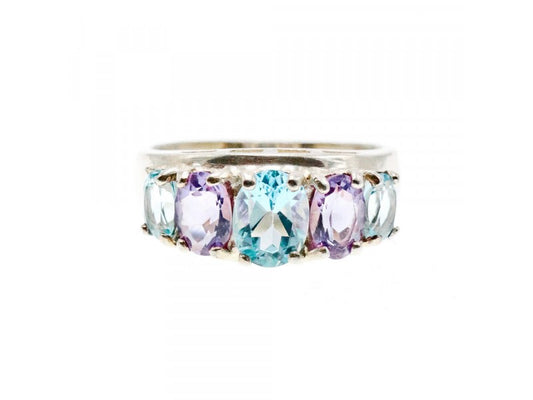 925 Sterling Silver Blue Spinel & Tanzanite Ring Size 11.25