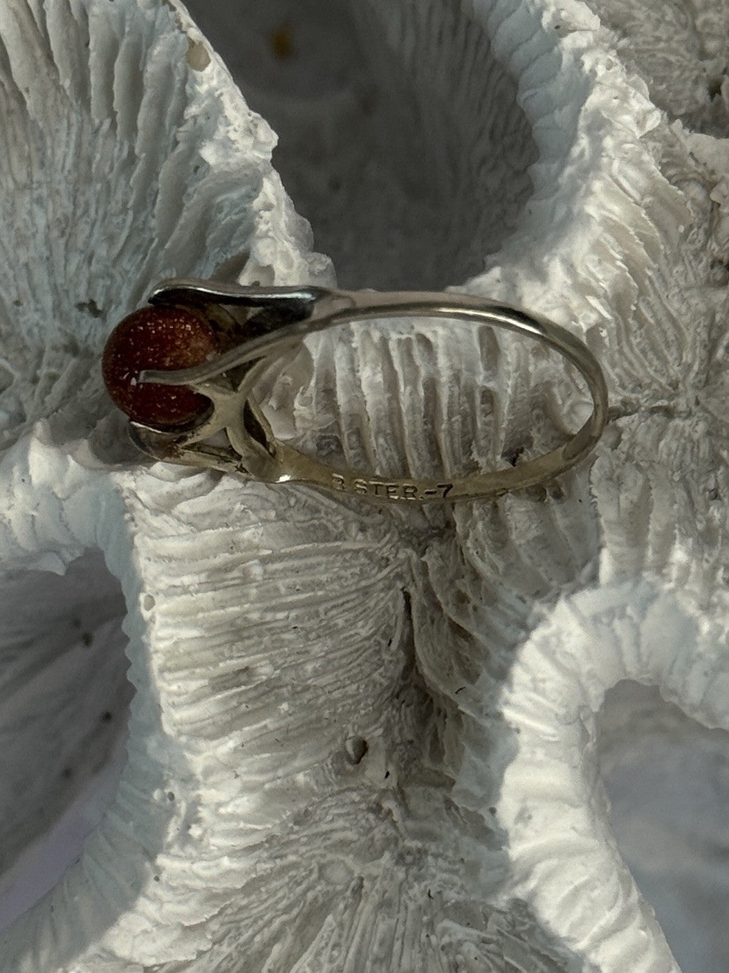 925 Sterling Silver Goldstone Ring Size 7