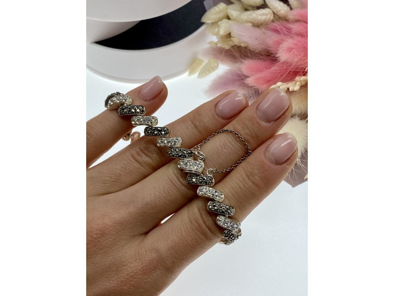 925 Sterling Silver CZ & Marcasites Bracelet