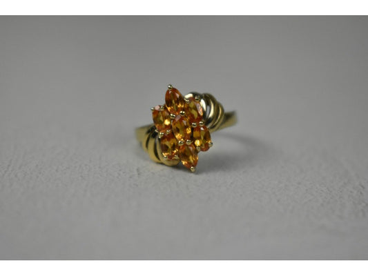 925 Sterling Silver Gold Plated Heliodor Ring Size 6.75