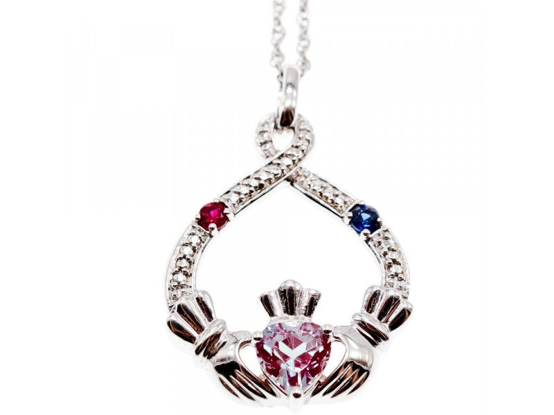 925 Sterling Silver Alexandrite, Rubellite & Sapphire Chain With Pendant