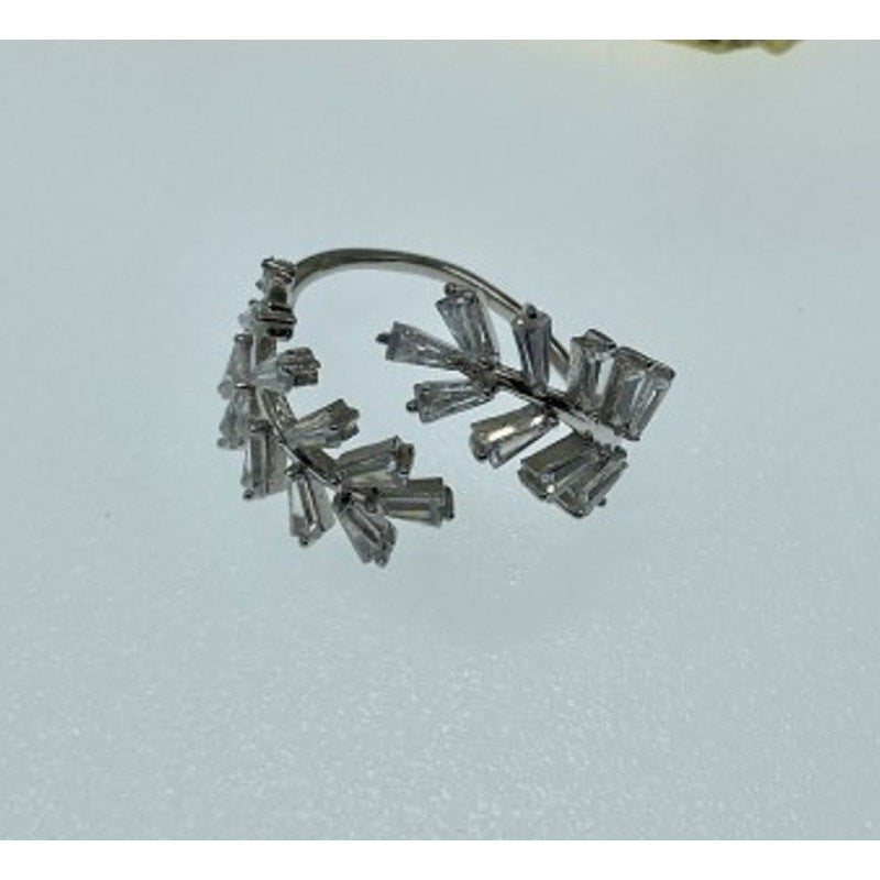 925 Sterling Silver CZ "Foliage" Ring Size 6.5 (Adjustable)