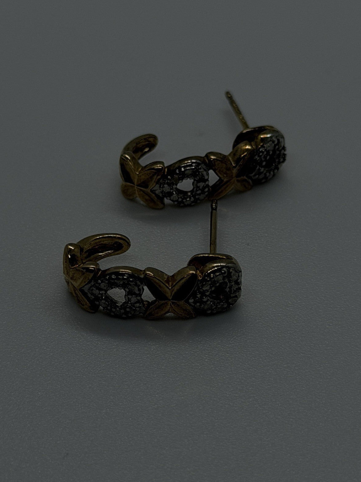 Two-Tone Heart Hoop Yellow Gold Plated 925 Sterling Silver Earrings