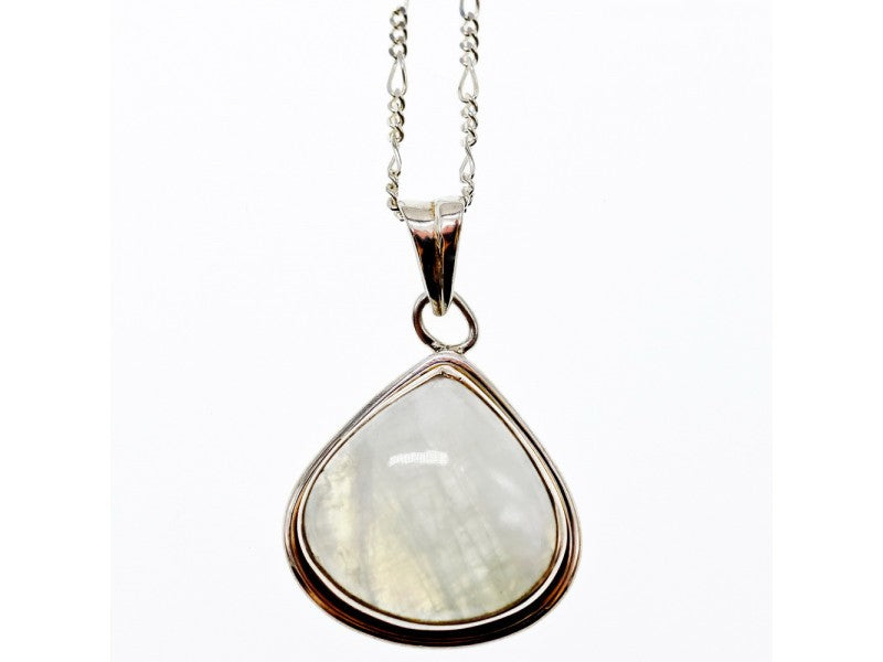 925 Sterling Silver Moonstone Chain With Pendant Italy