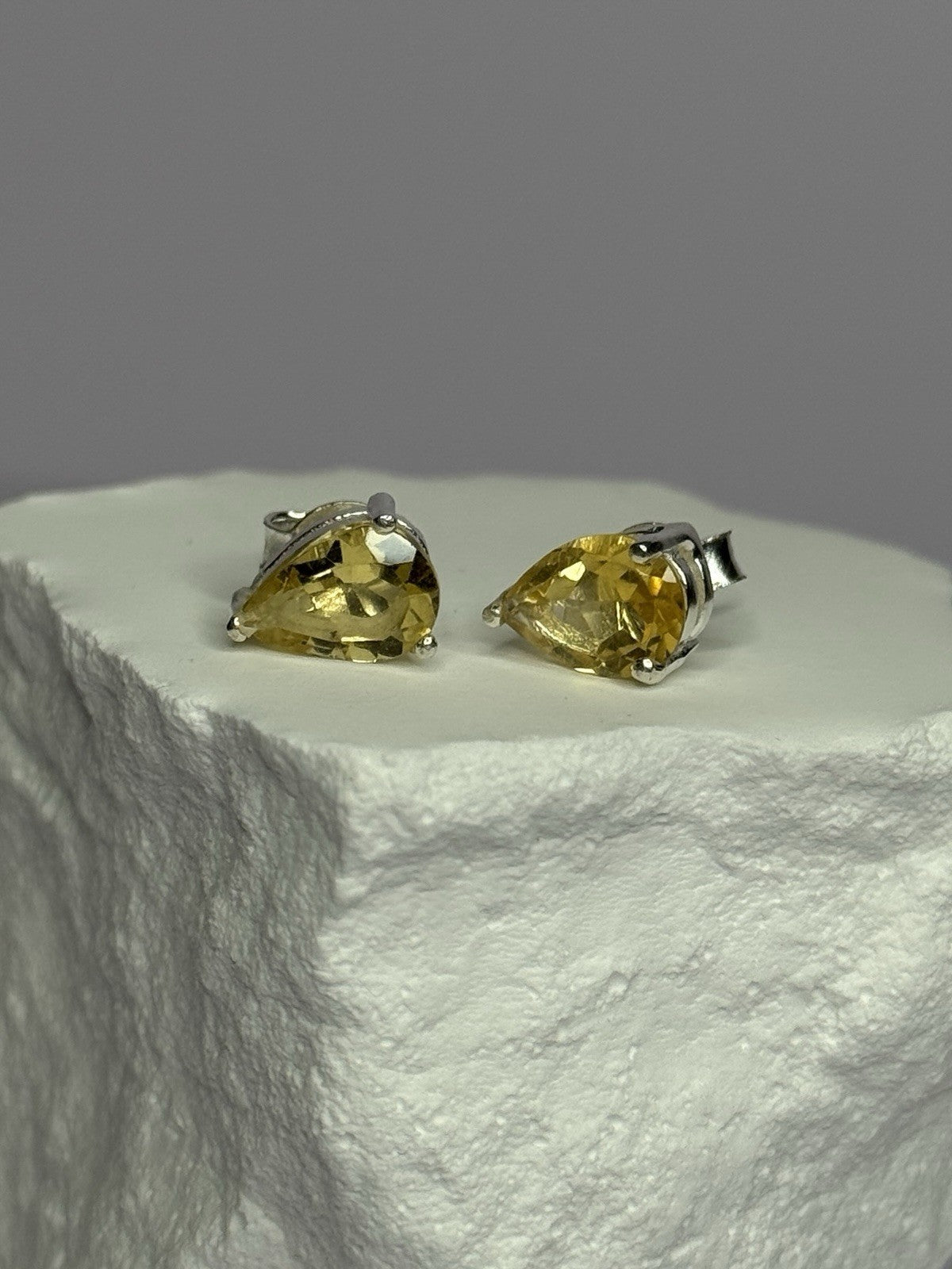 925 Sterling Silver Citrine Earrings Length 0.4 Inch