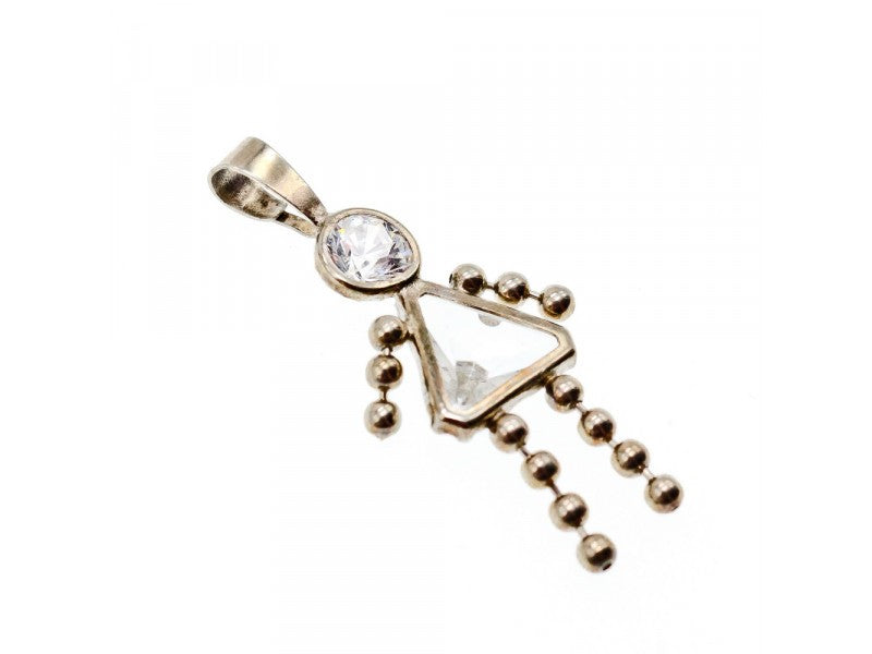 925 Sterling Silver CZ "Girl" Chain With Pendant