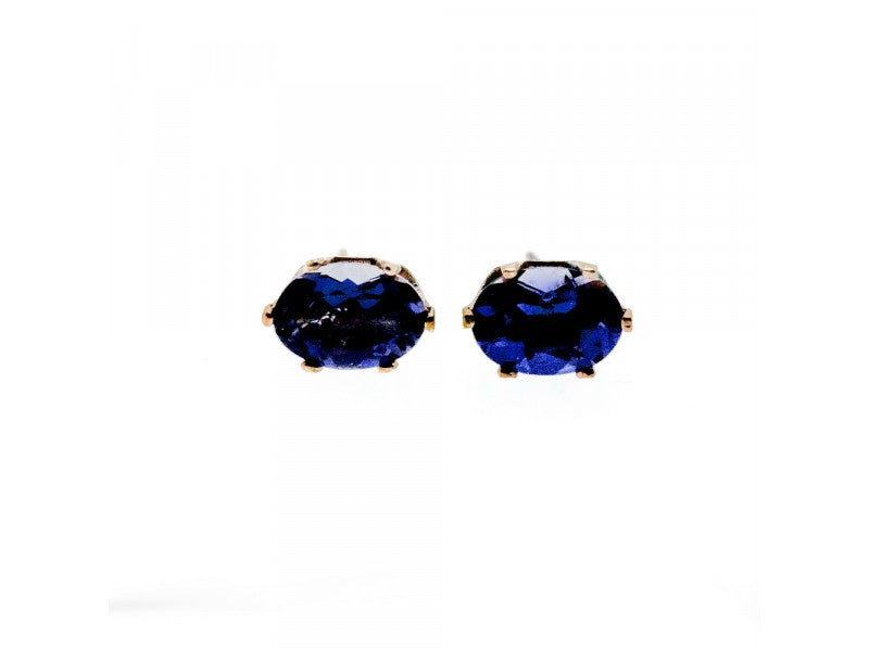 925 Sterling Silver Purple Iolite Stud Earrings