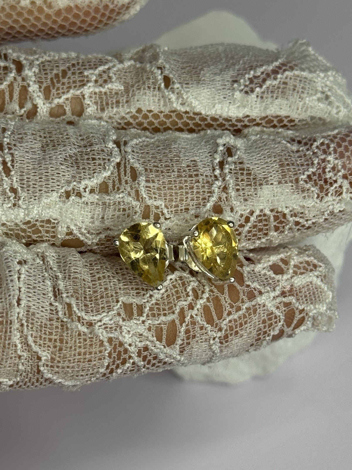 925 Sterling Silver Citrine Earrings Length 0.4 Inch