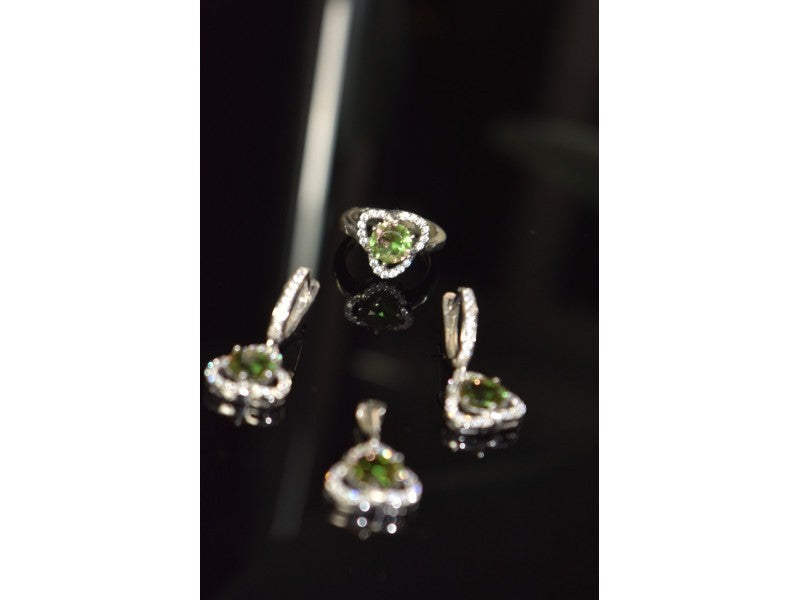 925 Sterling Silver Alpanite & CZ Jewelry SET Turkey