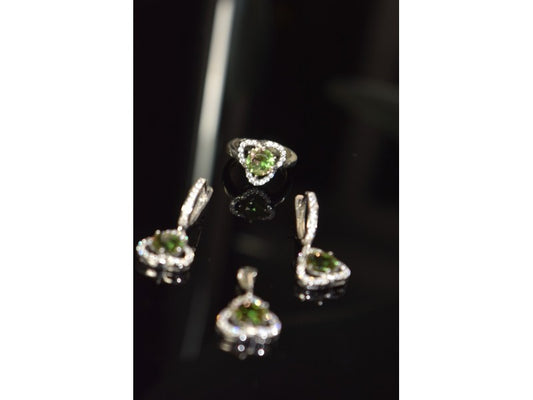 925 Sterling Silver Alpanite & CZ Jewelry SET Turkey