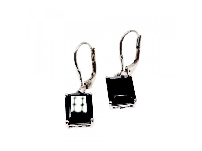 925 Sterling Silver Black Agate Earrings