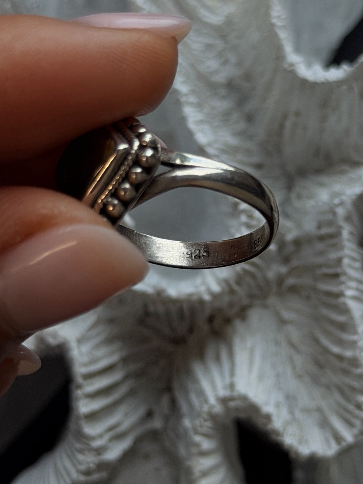 Vintage 925 Sterling Silver Tigers Eye Gemstone Ring Size 9