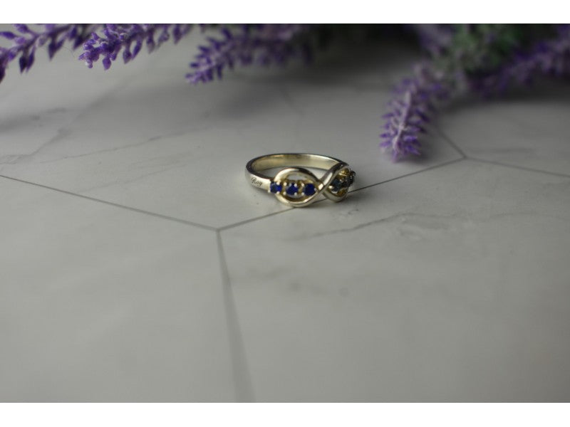 925 Sterling Silver Blue Tourmaline & Spinel Ring Size 5.5 Megan Ray