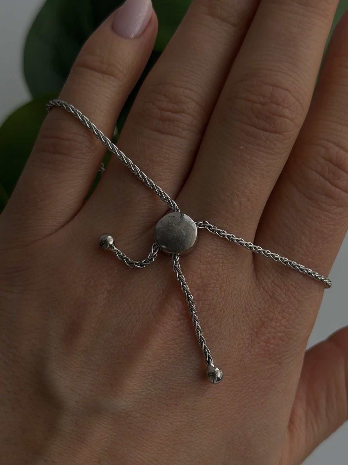 Adjustable 925 Sterling Silver White Colorless Beryl Bracelet