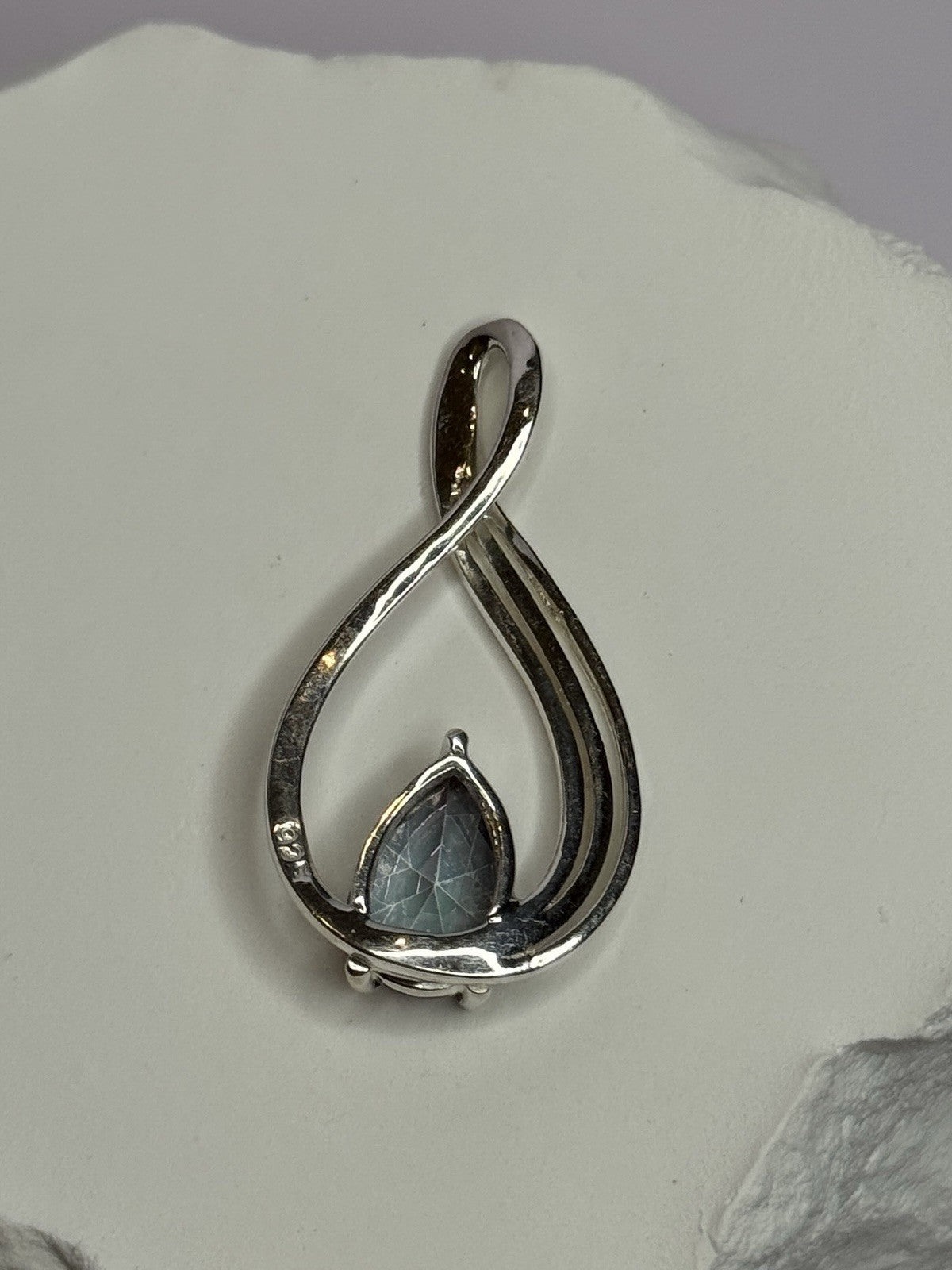 925 Sterling Silver Alexandrite Pear Pendant Length 1.5 Inch