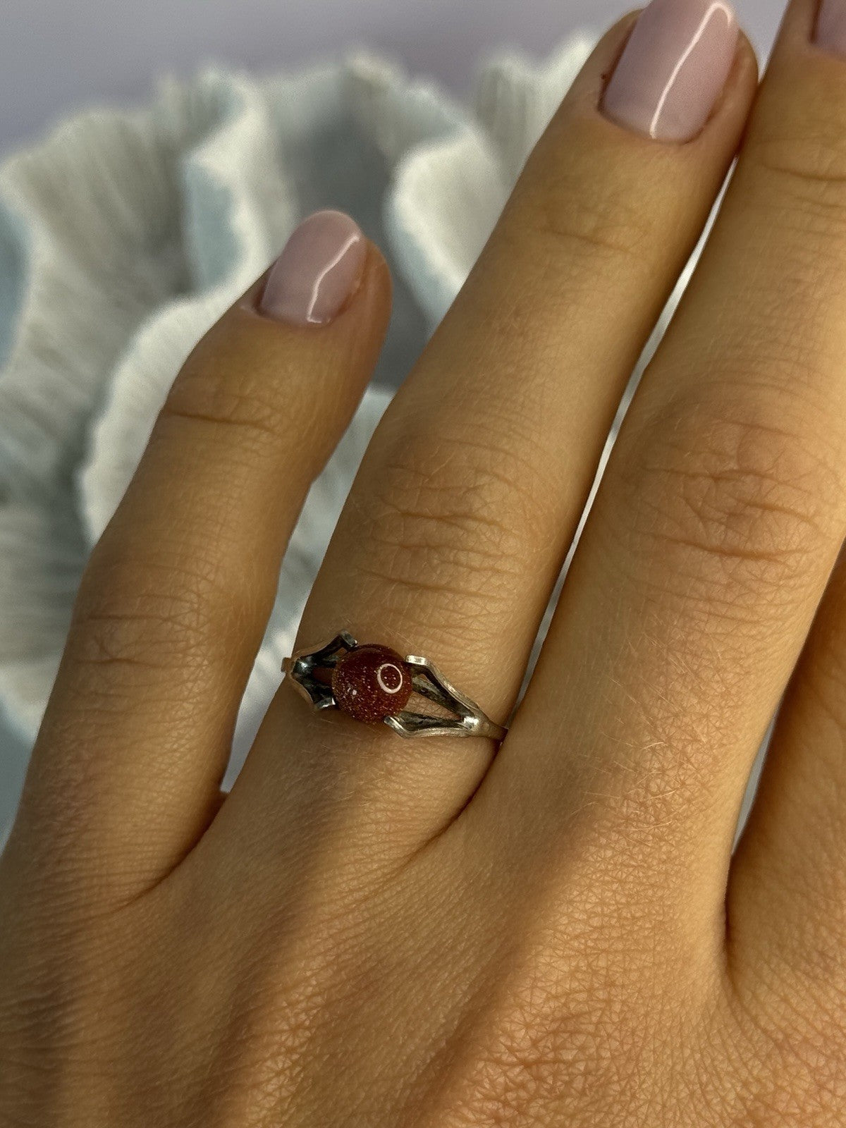 925 Sterling Silver Goldstone Ring Size 7