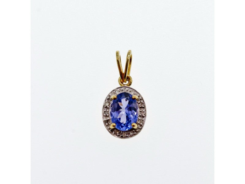 10K Yellow Gold Tanzanite & Diamonds Pendant