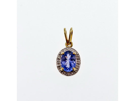 10K Yellow Gold Tanzanite & Diamonds Pendant