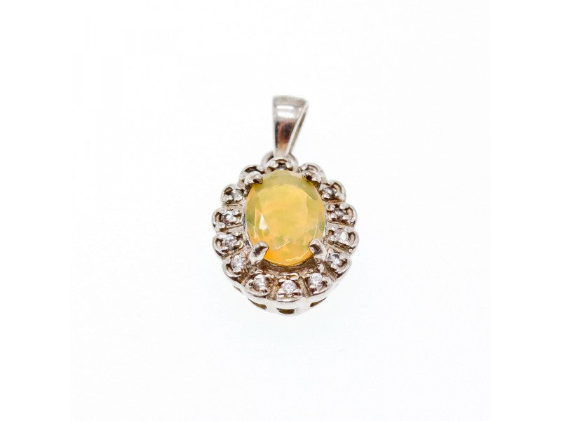 925 Sterling Silver Opal & CZ Pendant