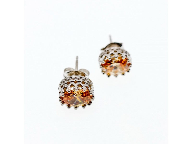 925 Sterling Silver Citrine Stud Earrings