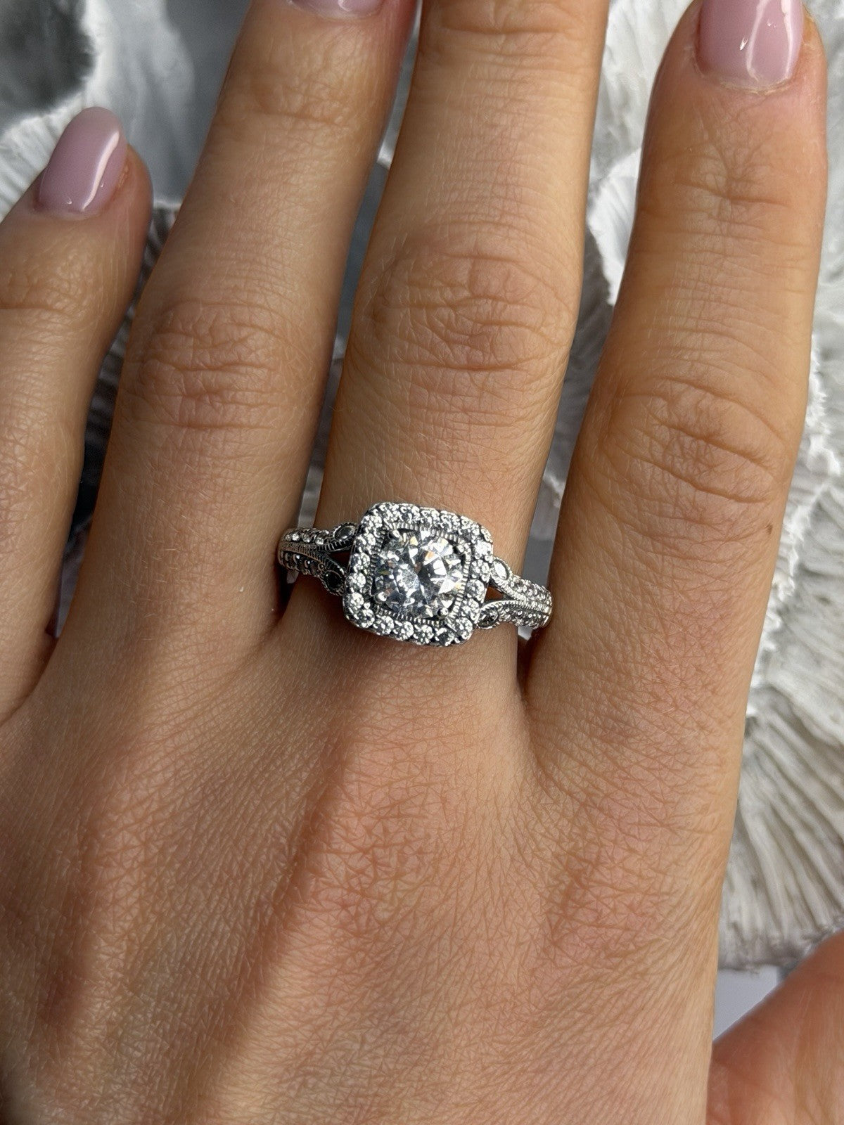 Shiny 925 Sterling Silver Cz Ring Size 10