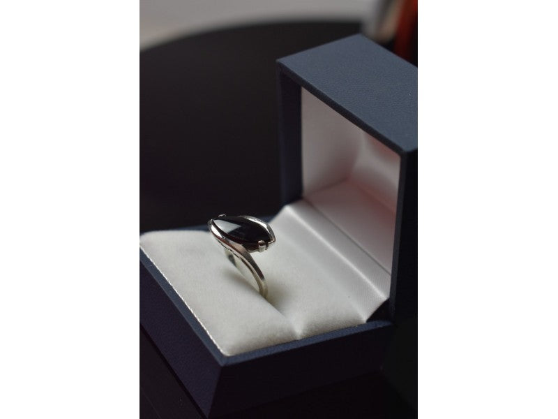 925 Sterling Silver Black Nephrite Ring Size 7.25
