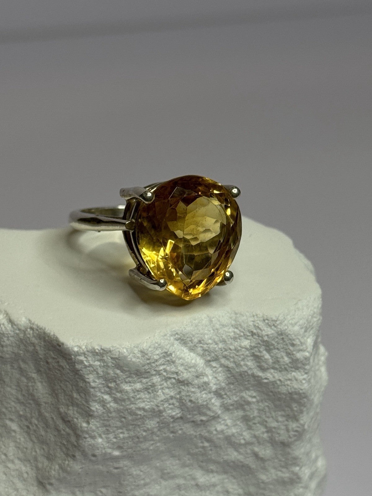 925 Sterling Silver Citrine Ring Size 7