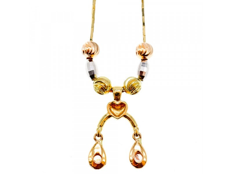 Designer 18K Yellow, White & Pink Gold Diamond Italy Necklace
