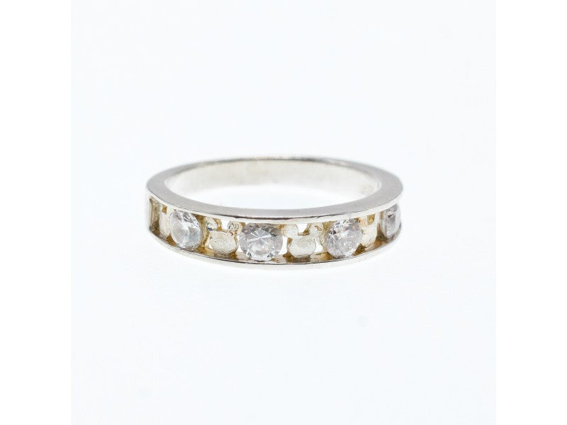 925 Sterling Silver White Topaz Ring Size 8 Disney
