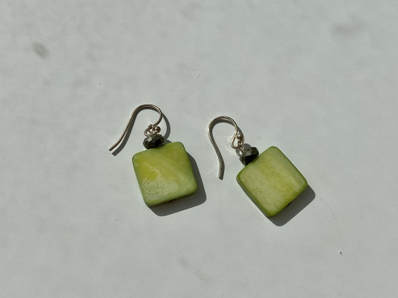 925 Sterling Silver Green Agate Earrings
