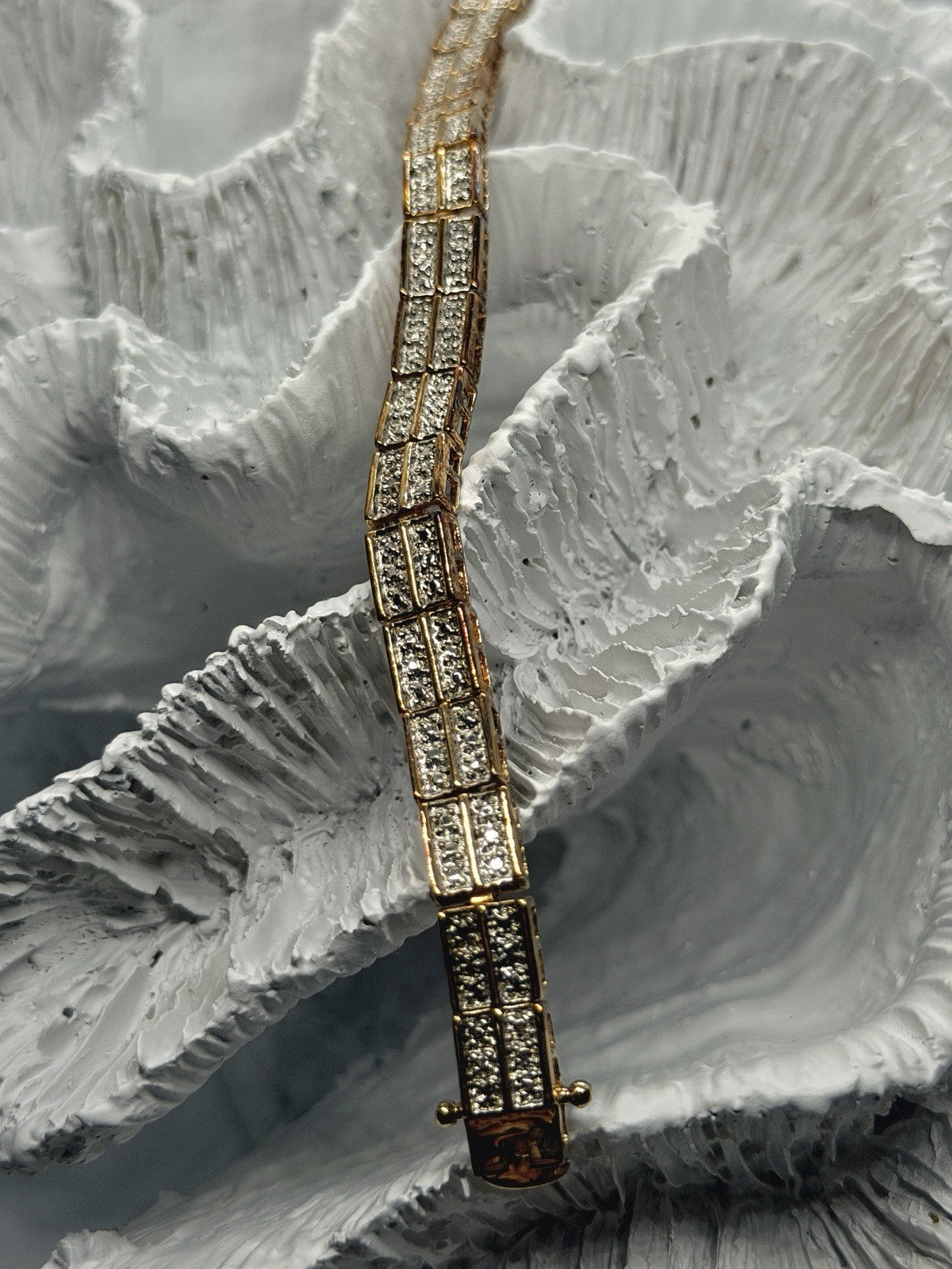 925 Sterling Silver Gold Plated Double Row Tennis Bracelet 7.5