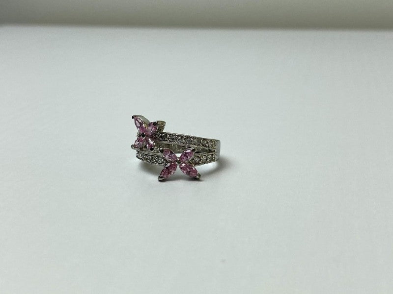 925 Sterling Silver CZ "Butterflies" Ring Size 6.5