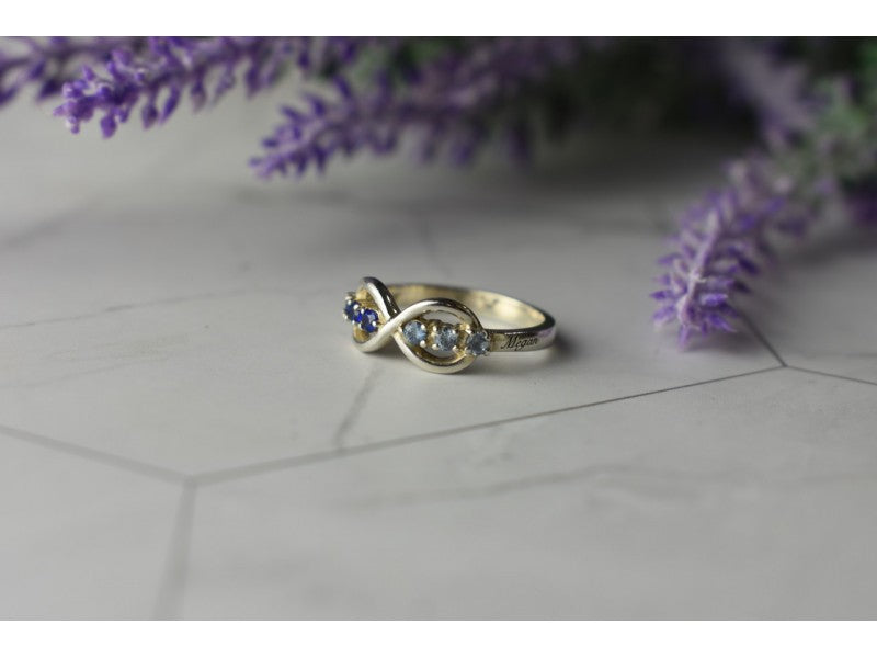 925 Sterling Silver Blue Tourmaline & Spinel Ring Size 5.5 Megan Ray